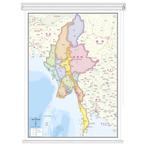미얀마지도 (도시구분) 롤스크린