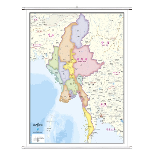 미얀마지도 (도시구분) 족자