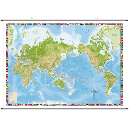 세계지도 지세 국기 (한글영문표기) 족자