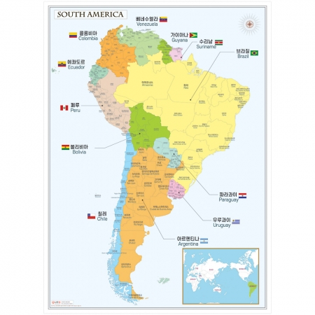 남아메리카지도 (국가별행정구역경계) 코팅