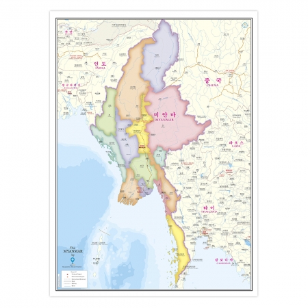 미얀마지도 (도시구분) 코팅