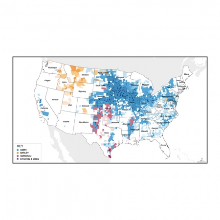 [나라별지도] 미국 곡물 현황안내도 - 지도몰 맞춤 지도제작 문의